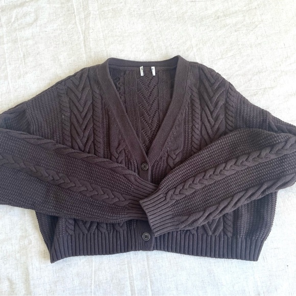 Aritzia Sweaters - Aritzia brown cooper  Cable Knit Cardigan Sweater